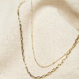 EACH Jewels Layering Gold Plated Paperclip Chain Necklace Set